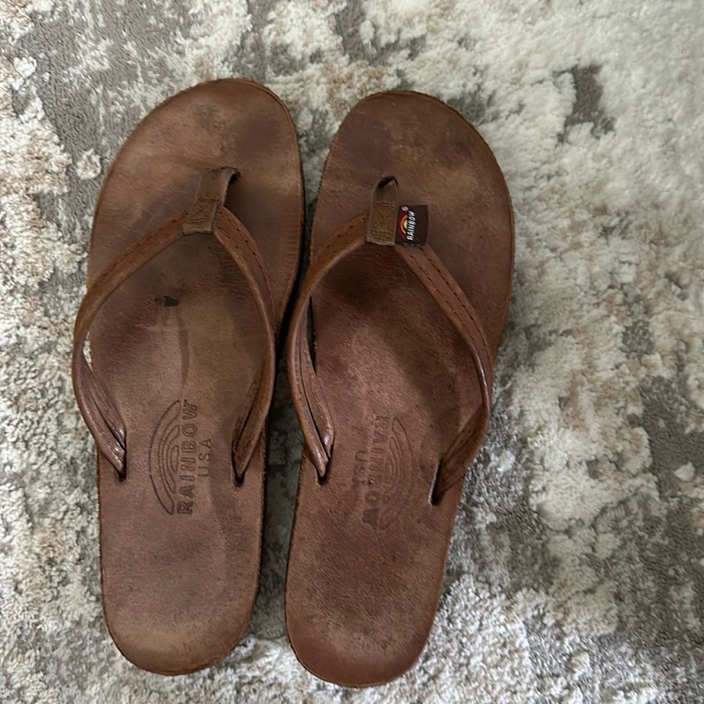 Rainbow leather sandals